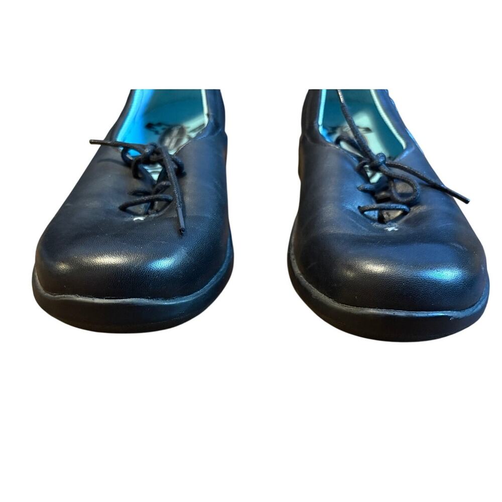 Aetrex US 7 Wide Black Leather Embroidered Lace Up Orthotic Comfort Oxford Shoes - Picture 8 of 10